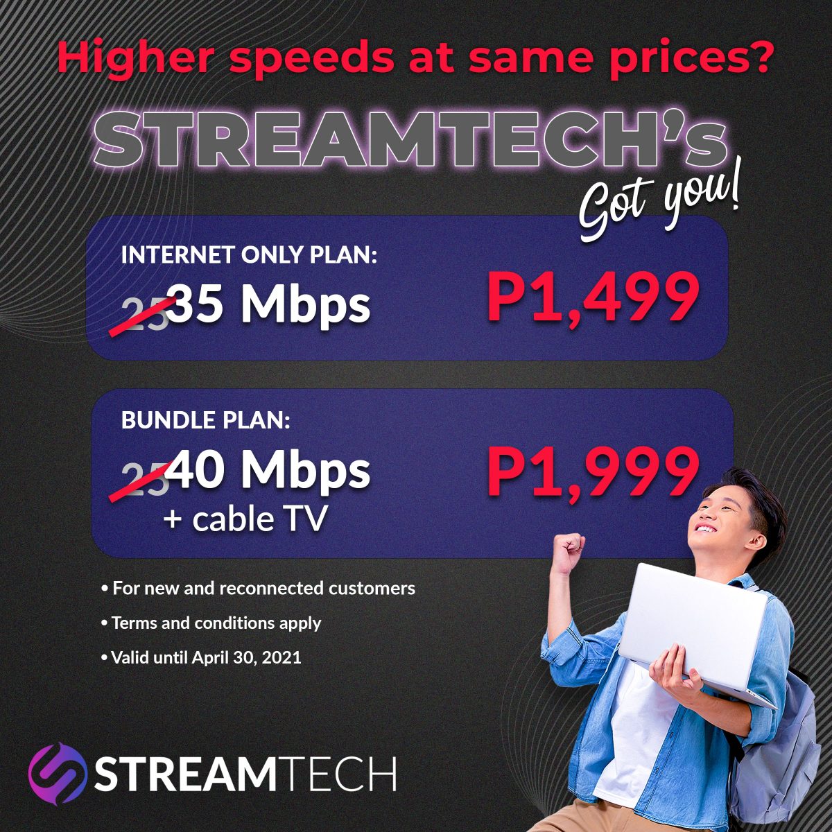 Streamtech Upgraded Fiber Internet Speed Promo for Off Net