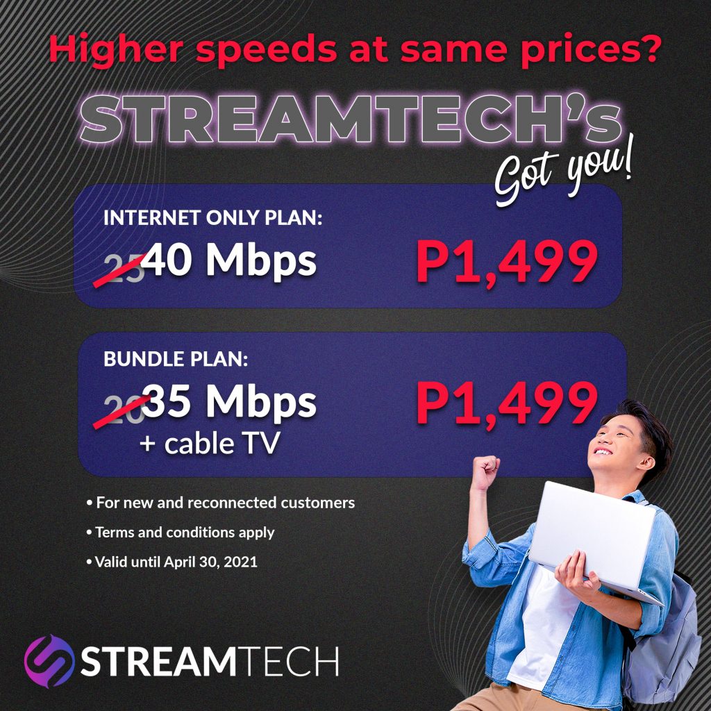 Fiber internet in Laguna - streamtech - upgraded internet speed promo